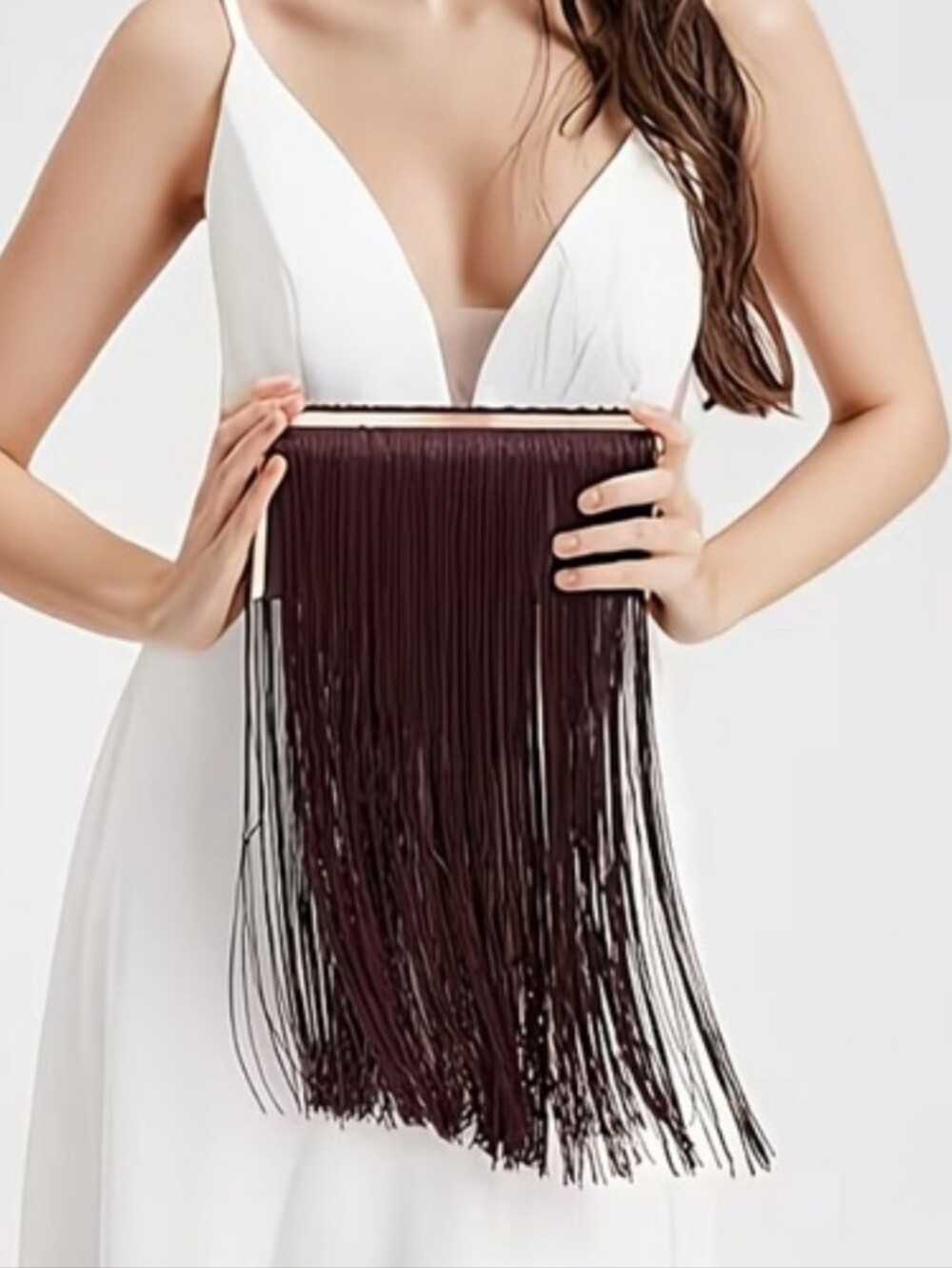 Fringe Evening Clutch - Deep Burgundy